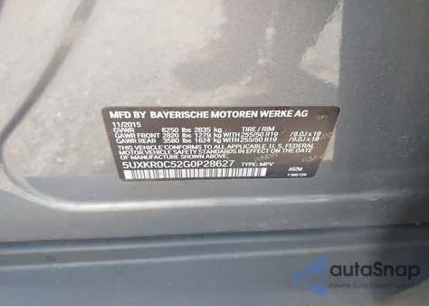 2016 BMW X5 xDrive35I from USA, damaged, VIN 5UXKR0C52G0P28627